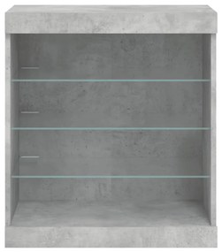 Aparador com luzes LED 60,5x37x67 cm cinzento cimento