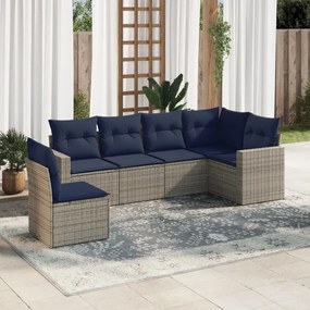 vidaXL 6 pcs conjunto sofás p/ jardim c/ almofadões vime PE cinzento
