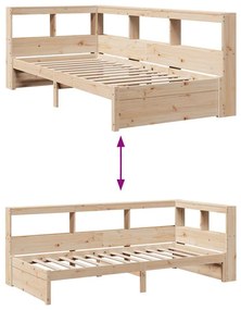 Cama com estante sem colchão 75x190 cm pinho maciço