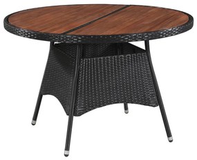 vidaXL Mesa de jardim 115x74 cm vime PE e madeira acácia maciça