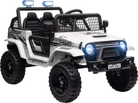 AIYAPLAY Carro elétrico infantil com suspensão suave, controlável por controle remoto, luzes LED, buzina, motores 12V, em plástico e metal, branco | Aosom Portugal