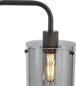 Candeeiro de pé de design preto com vidro fumado - Domo