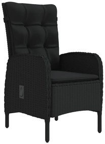 3 pcs conjunto de jantar para jardim com almofadões preto