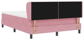 Cama Box Spring vidaXL com Colchão Rosa 160x200 cm Veludo