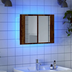 Armário espelhado c/ LEDs derivados de madeira madeira velha