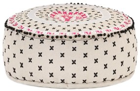 vidaXL Pufe redondo com bordado 60x25 cm algodão multicolorido