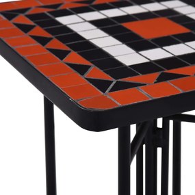 Mesa de apoio em mosaico cerâmica terracota e branco