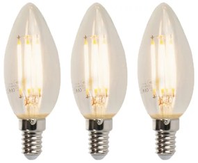 Conjunto de 3 candeeiros de vela LED E14 reguláveis B35 5W 380lm 2700K