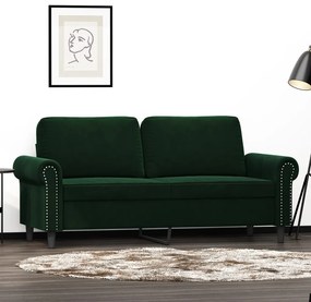 vidaXL Sofá de 2 lugares 140 cm veludo verde-escuro