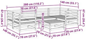 7 pcs conjunto sofás de jardim madeira de pinho castanho cera