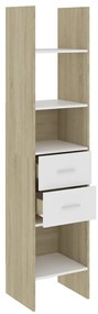 Estante 40x35x180 cm contraplacado branco e carvalho sonoma
