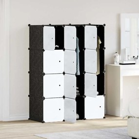 Organizador de arrumação com 12 cubos e portas PP preto