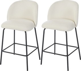 Conjunto de 2 Bancos de Bar, 55 x 50 x 93 cm, Encosto Ergonómico, Creme