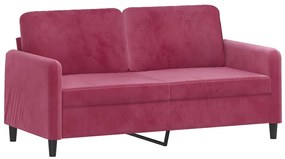 3 pcs conjunto de sofás veludo vermelho-tinto