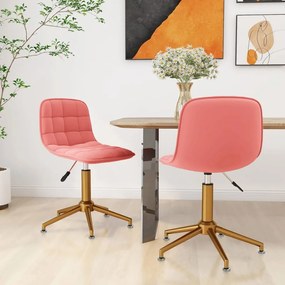 vidaXL Cadeiras de jantar giratórias 2 pcs veludo rosa