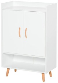 Móvel Sapateiro de 2 Portas Moderno Móvel Auxiliar para 12 Pares de Sapatos com 4 Prateleiras para Entrada Sala de Estar Dormitório 60x30x92cm Branco