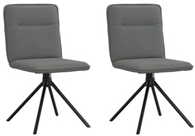 Cadeiras de jantar 2 pcs tecido cinzento-escuro