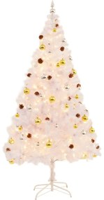 Árvore de Natal artificial pré-iluminada enfeites 210cm branco