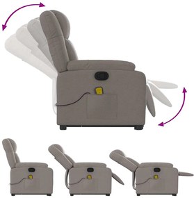 Poltrona elevatória de massagens tecido cinzento-acastanhado