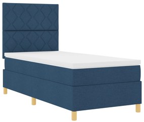 Cama Box com Colchão &amp; LED Azul 90x200 cm Tecido