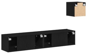 Conjunto de 4 Peças de Armário de TV vidaXL Carvalho Preto Madeira Eng