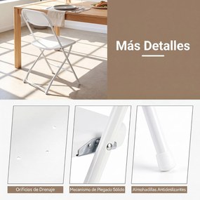 Conjunto de 4 Cadeiras de Sala de Jantar Dobráveis (MESA NÃO INCLUIDA), 44 x 49 x 80 cm, Encosto Inclinado, Branco
