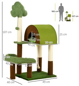 PawHut Arranhador para Gatos Médio 107 cm Torre para Gatos Centro de A