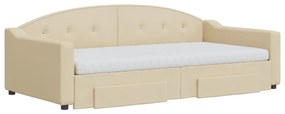 Sofá-cama com gavetão e gavetas 100x200 cm tecido cor creme