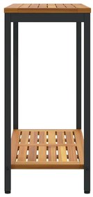 Mesa Outdoor Natural e Preto 35x80x75 cm em madeira sólida e aço