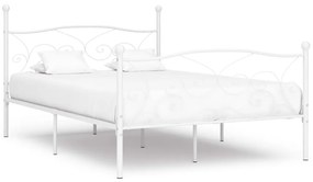 Estrutura de cama com estrado de ripas 160x200 cm metal branco