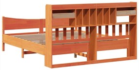 Cama sem colchão 200x200 cm pinho maciço castanho-mel