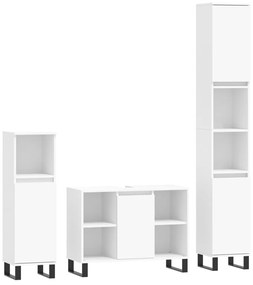 3 pcs conjunto móveis casa de banho derivados de madeira branco