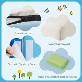 Conjunto de 6 blocos de espuma para crianças com velcro Escalada suave e leve para bebés Azul
