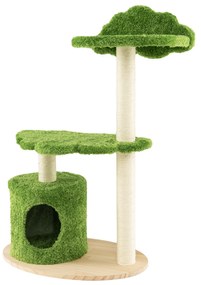 Mesa lateral para gatos em formato de C, árvore para gatos com arranhador - marrom rústico