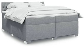 Cama com molas/colchão 200x200 cm tecido cinza-claro