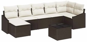 Conjunto de Sofá de Jardim 8 Peças com Almofadas Marrons em Rattan Sin