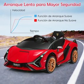 Carro elétrico para crianças bateria de 12 V Lamborghini com controlo remoto Luzes LED Música MP3 Buzina 108 x 64 x 41 cm Vermelho
