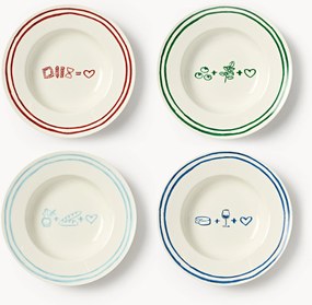 Pratos de massa em porcelana com padrão decorativo Tutti, conjunto de 4