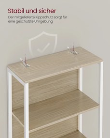 Estante com 6 prateleiras e iluminação, 30,3 x 60 x 178,6 cm, bege natural