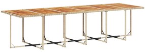 17 pcs conjunto de jantar p/ jardim c/ almofadões vime PE bege