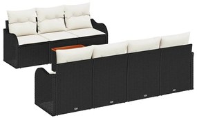 Conjunto de Sofá de Jardim vidaXL de 8 Peças com Almofadas Preto Vime