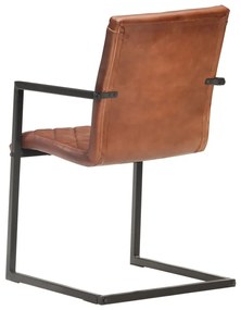 Cadeiras de jantar cantilever 2 pcs couro genuíno castanho