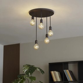 Candeeiro de teto moderno preto 5 luzes - Facil