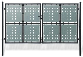 Portão de cerca com porta única 300x200 cm preto