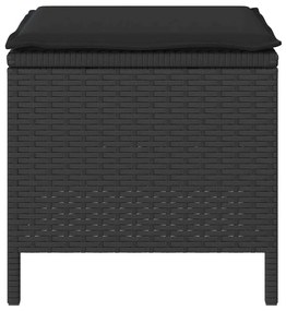 Conjunto de Jantar de 4 Peças com Almofadas Preto em Rattan de Polipro