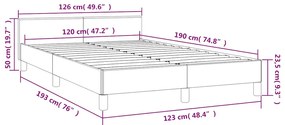 Moldura de cama sem creme de colchão 120x190 cm couro do falso