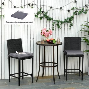 Conjunto de 2 almofadas para cadeiras de jardim (NÃO INCLUÍDAS), com capas removíveis, enchimento de 5 cm; poliéster; cinzento claro