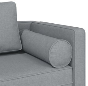 Chaise lounge com almofadões tecido cinzento-claro