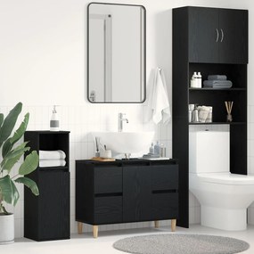 Gabinete de Pia vidaXL Preto Carvalho 80x33x60 cm Madeira de Engenhari