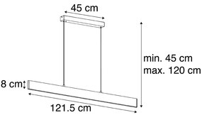 Candeeiro suspenso cinzento escuro incluindo LED com controlo remoto - Casper Moderno